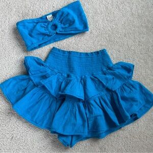 Blue Ruffled Mini Skirt Set